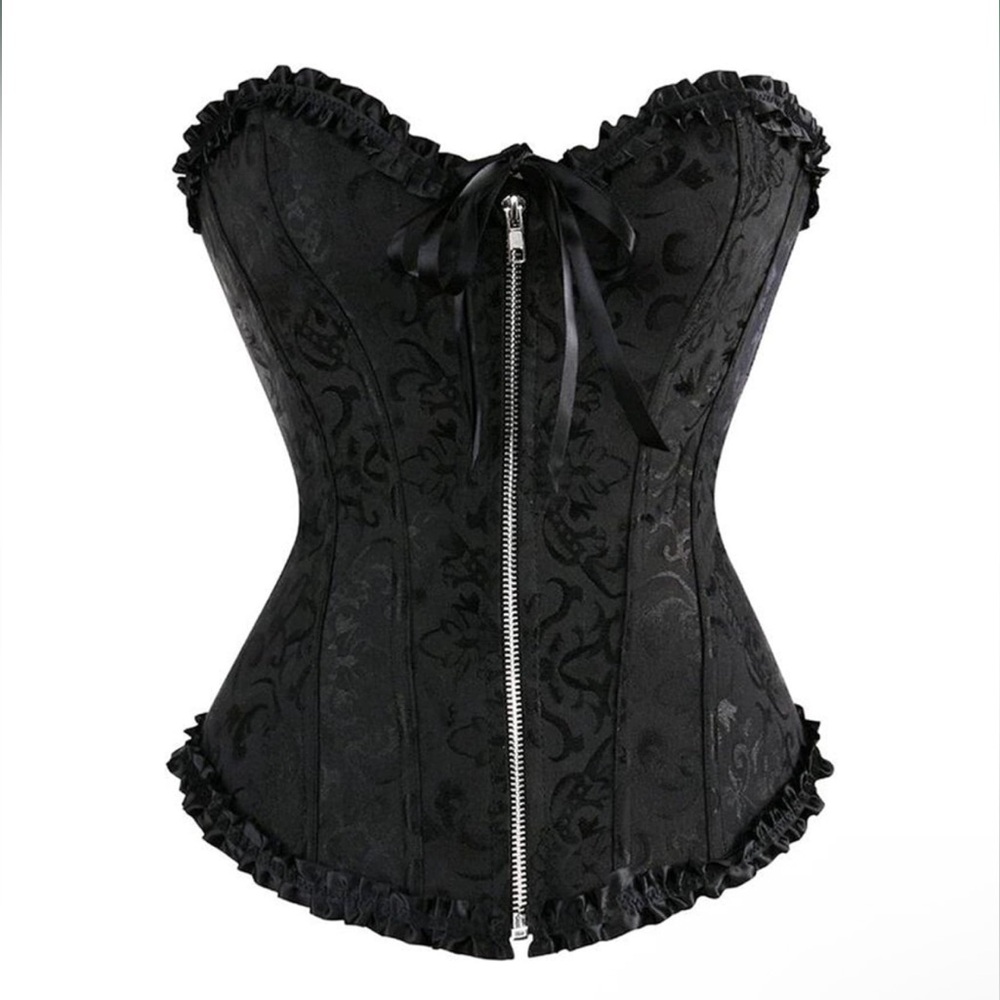 NIB - Women's Corset Top Bustier Lingerie With Front Zipper Burlesque Style